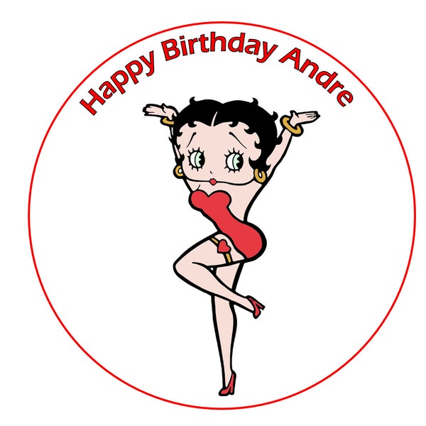 Betty Boop Round Circle Cake Icing or Wafer Topper decoration (Fully editable) Personalised
