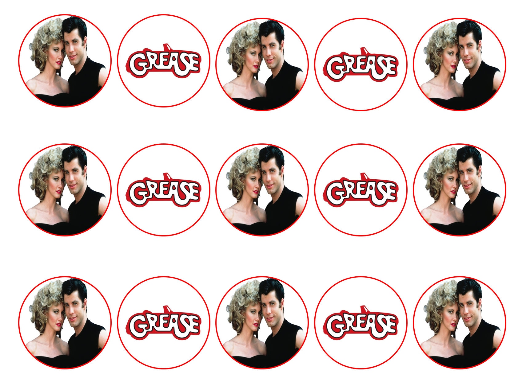 Grease Cupcake Icing Wafer Card or Wafer Toppers Decoration - Etsy