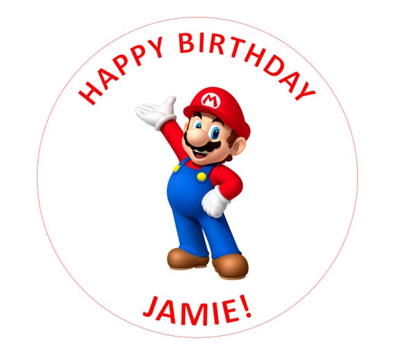 Super Mario Birthday Cake Topper Personalised Edible Icing Circle