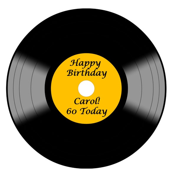 LP Music Record Circle Cake edible Icing or Wafer Topper decoration Personalised