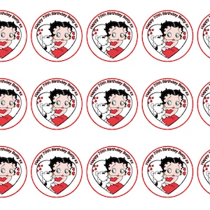 Tarjeta Betty Boop Cupcake Icing Wafer o decoración Wafer Topper Personalizada