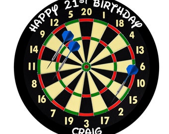 Dart Board with or with darts placement edible Cake Icing or Wafer Topper decoration (Fully editable) Personalised