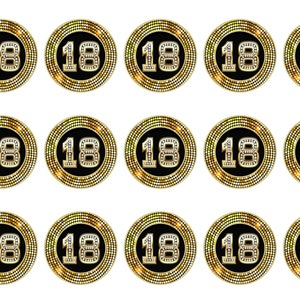 18o Compleanno Oro & Black Cupcake Icing Wafer carta o Decorazione Wafer Topper