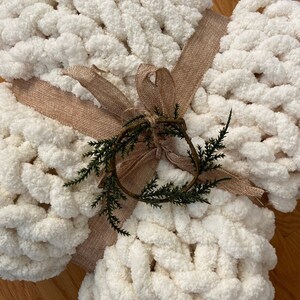 Chenille throw blanket. Chunky. Hand knit.