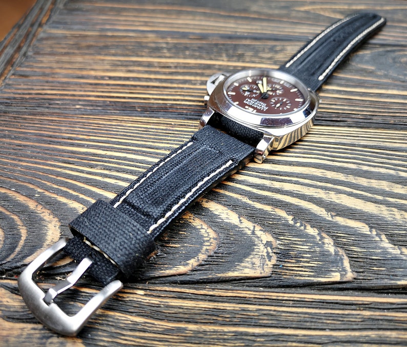 Canvas Watch Strap 18mm 20mm 22mm 24mm 26mm Black Color Etsy