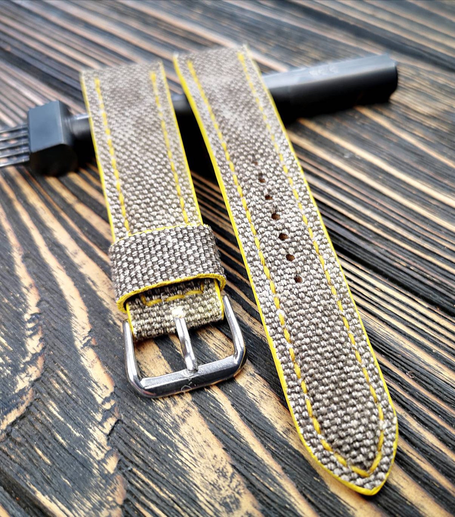 Canvas watch strap Gray color bracelet watch washed canvas Etsy