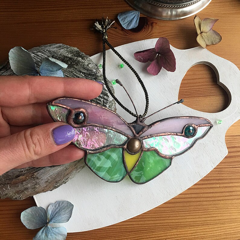 Stained glass suncatcher Butterfly Etsy