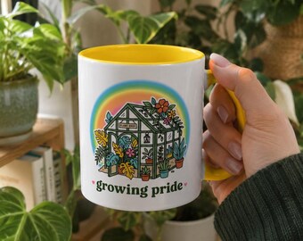 Ceramic LGBTQ Pride Plant Mug, Growing Pride Greenhouse Coffee Cup