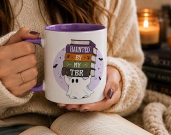 Ghost Book Lover Mug, Haunted by My TBR Halloween Coffee Cup