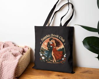 Sapphic Book Club Canvas Tote, Queer Romance Reader Book Bag