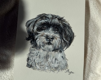 Painted pet portrait illustration - dog portrait - dog painting - dog drawing - pet drawing