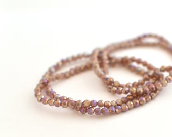 Petites perles violettes mauve 4 mm en verre facetté