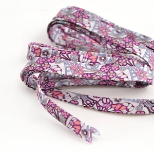 biais liberty morris butterfly violet et rose au mètre