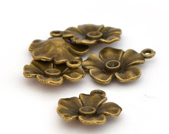 Antique bronze color flower charm