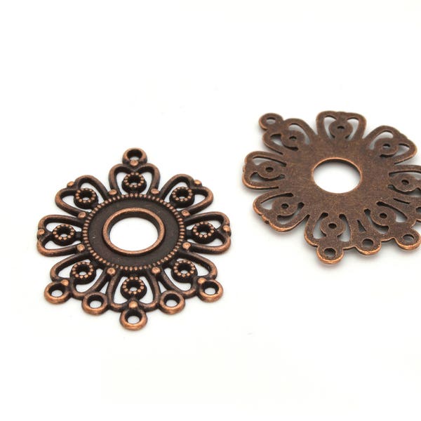 Aged copper color flower connectors