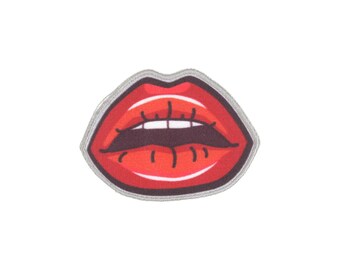Red mouth patch, appliqué, 2-in-1 iron-on patch and sticker