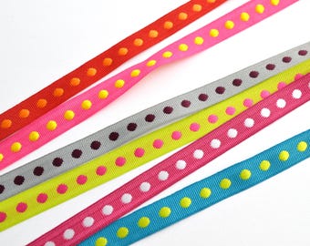 10mm woven polka dot ribbon, choice of colors