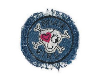 Patch Brodé Tête De Mort Avec Fleur – Thermocollant – Neuf