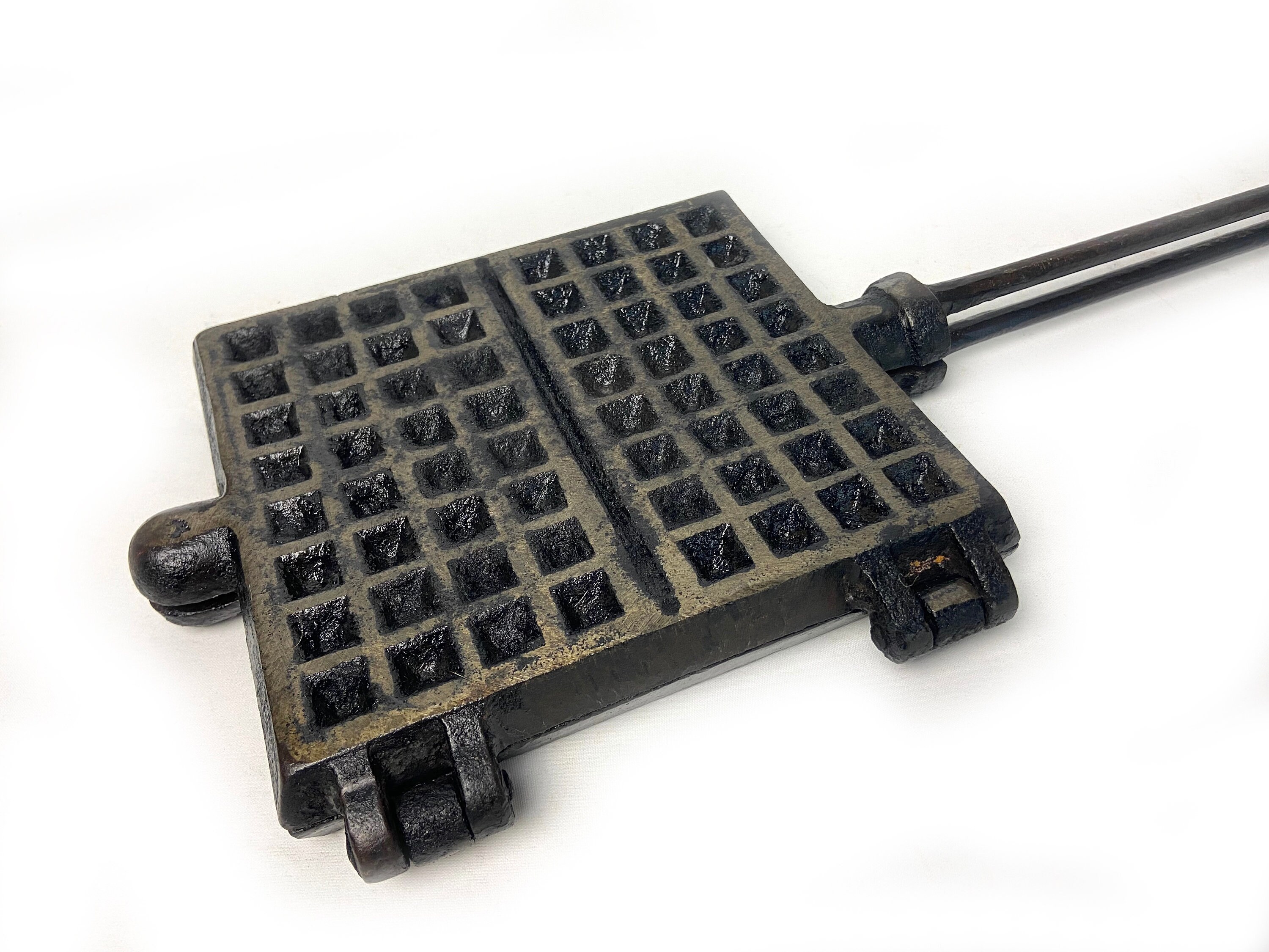 French Antique Double Waffle Iron Cast Iron Gauffre Baking Etsy