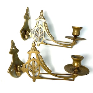 Set mit 2 antiken drehbaren Klavierkerzenleuchtern | Messing | Kupfer | Jugendstil | Art Deco | Klavierkandelaber | Jugendstil |1920er Jahre