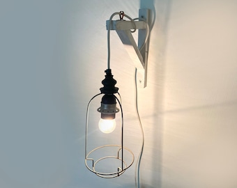 Upcycled | Industrial Wall Sconce | Cage lamp | Handmade | Industrial lamp | Old & New Elements | Steampunk | Plug in Lamp