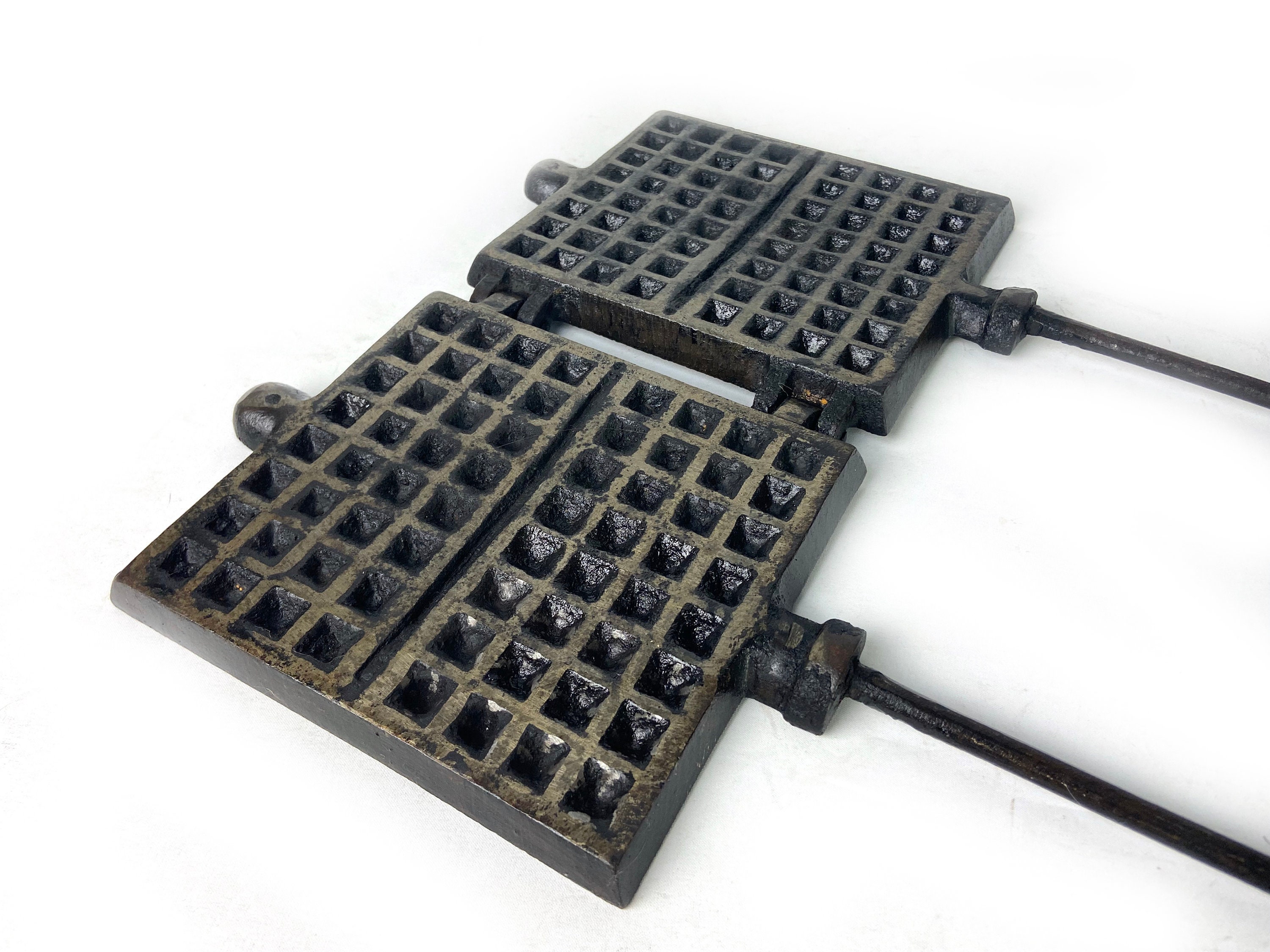 French Antique Double Waffle Iron Cast Iron Gauffre Baking Etsy