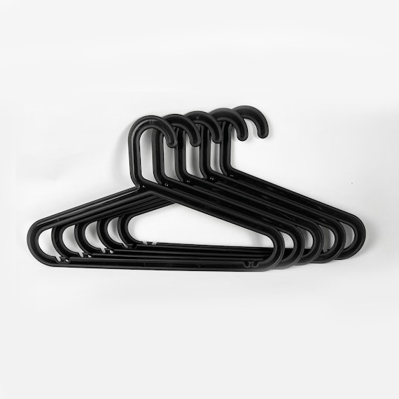 5er-Set originale schwarze Vintage-Kleiderbügel von Ikea Bagis | Design von Anna Efverlund | Skandinavisches Design | 1980er Jahre | Kleiderbügel