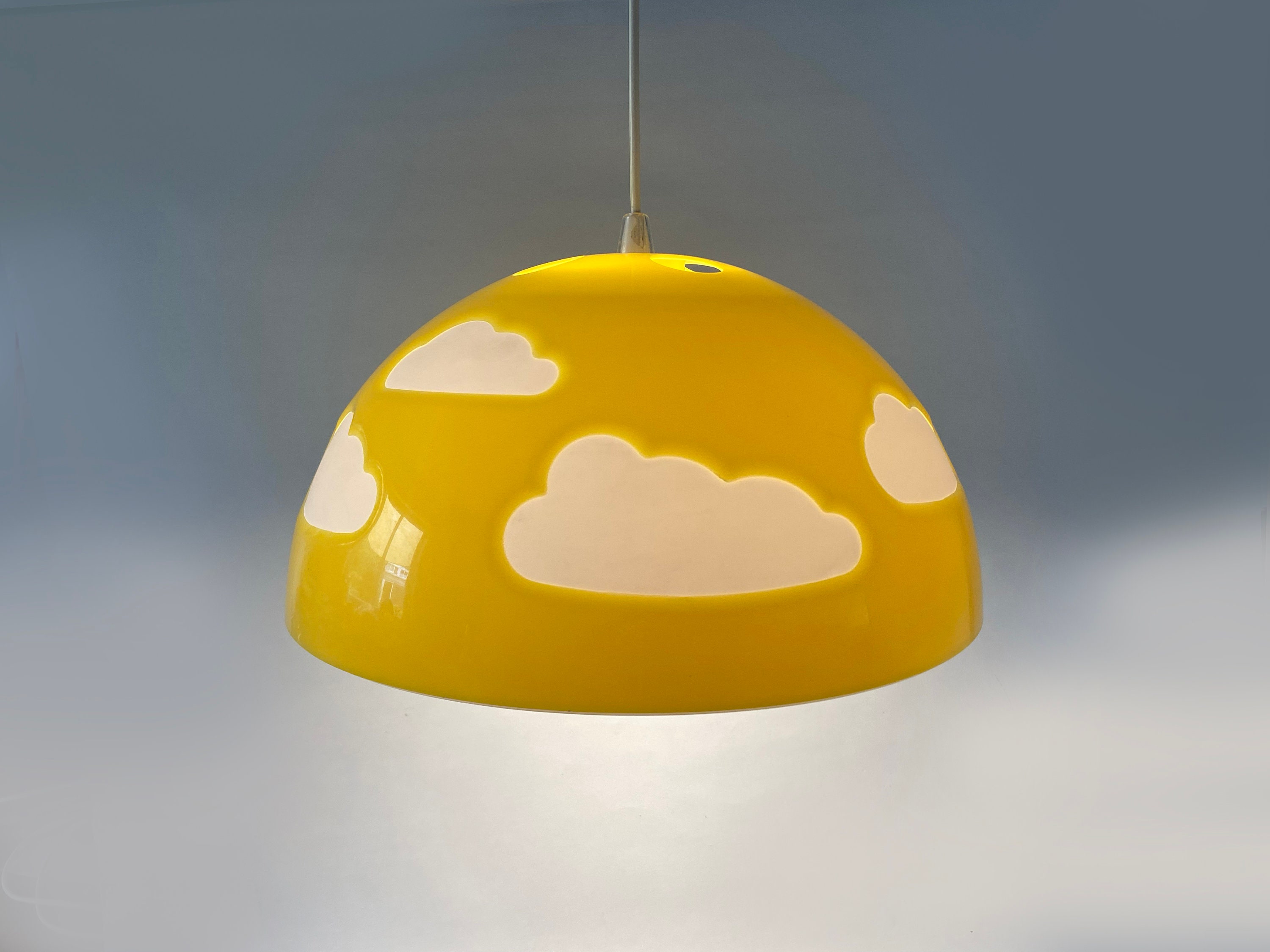 Vintage Ikea Skojig Yellow Cloud Pendant Lamp Mushroom Lamp