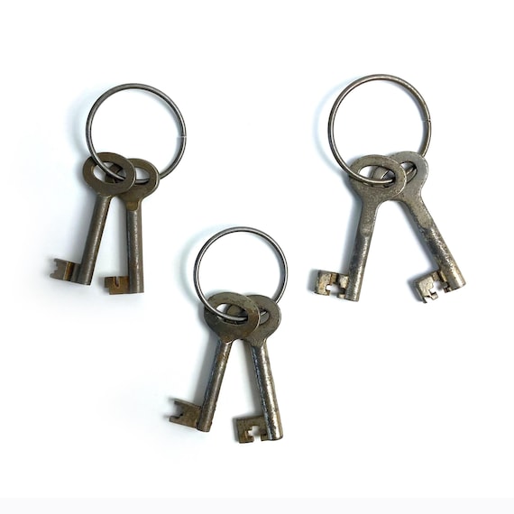 Set of 2 Old Dutch Antique Skeleton Keys | 1940s | Art Deco Style