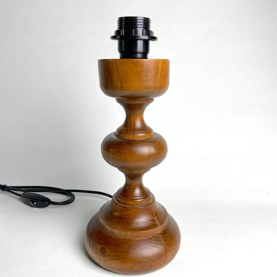 Large Vintage Dark Oak Lamp Base | Solid Wood | Table Lamp | 60s ...