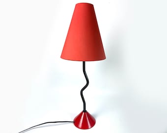 Vintage Squiggle Table Lamp | Modernist | Postmodern | Memphis Style | Wavy lamp | 90s | Redshade | Conic lamp | Minimalist | Zig Zag