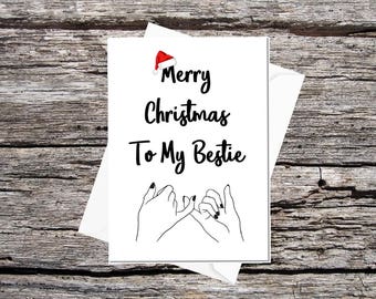 best friend christmas card bestie xmas card card for best friend merry xmas to my bestie card curly font pinky promise cute santa hat - Merry Christmas To My Best Friend best friend christmas card bestie xmas card card for best friend merry xmas to my bestie card curly font pinky promise cute santa hat - Merry Christmas To My Best Friend