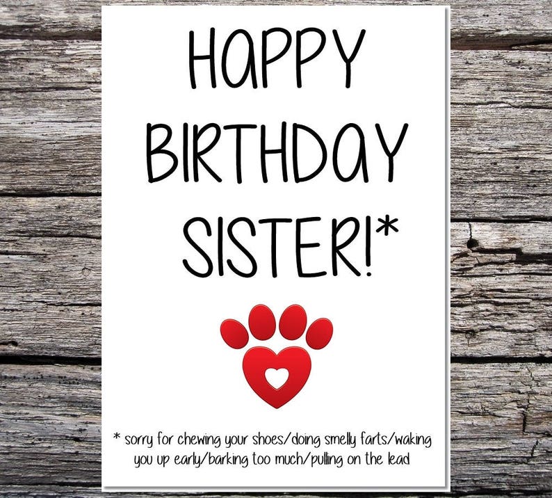 Card From The Dog Funny Dog Card Sister Birthday Funny Etsy Card From The Dog Funny Dog Card Sister Birthday Funny Etsy