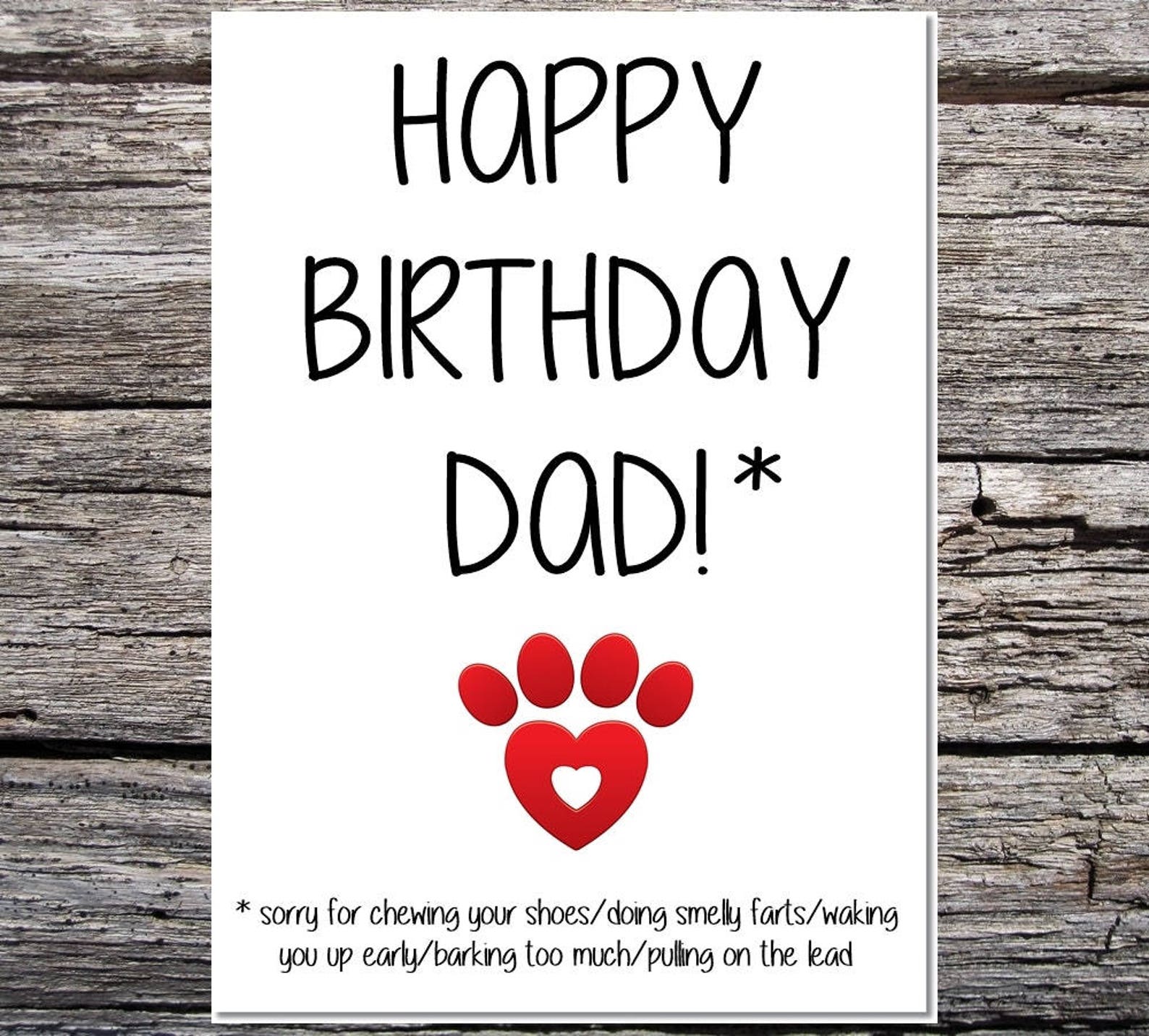 Card from the dog funny dog card dad birthday card funny Etsy