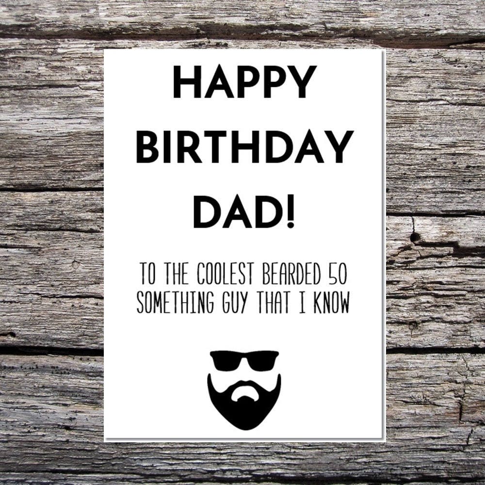 Dad birthday card cool dad card man with beard | Etsy