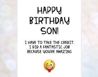 Funny Birthday Card for Son, Cheeky Job