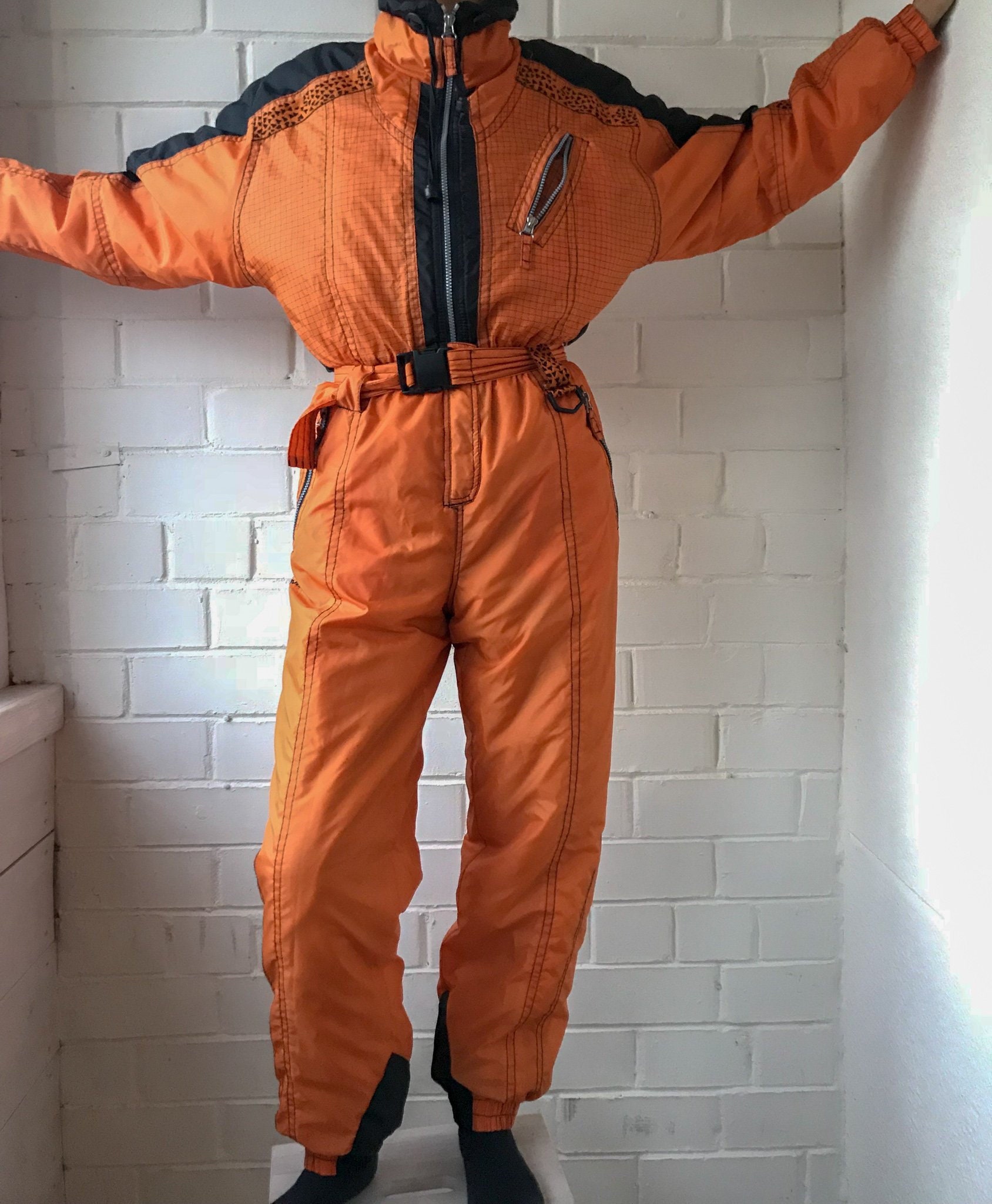 Vintage Ski Wear Orange Ski Suit Snowboarding Suit Etsy