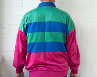 Veste Hummel Vintage Années 90 – Homme Taille L – Coupe-vent Rayé Multicolore – Occasion