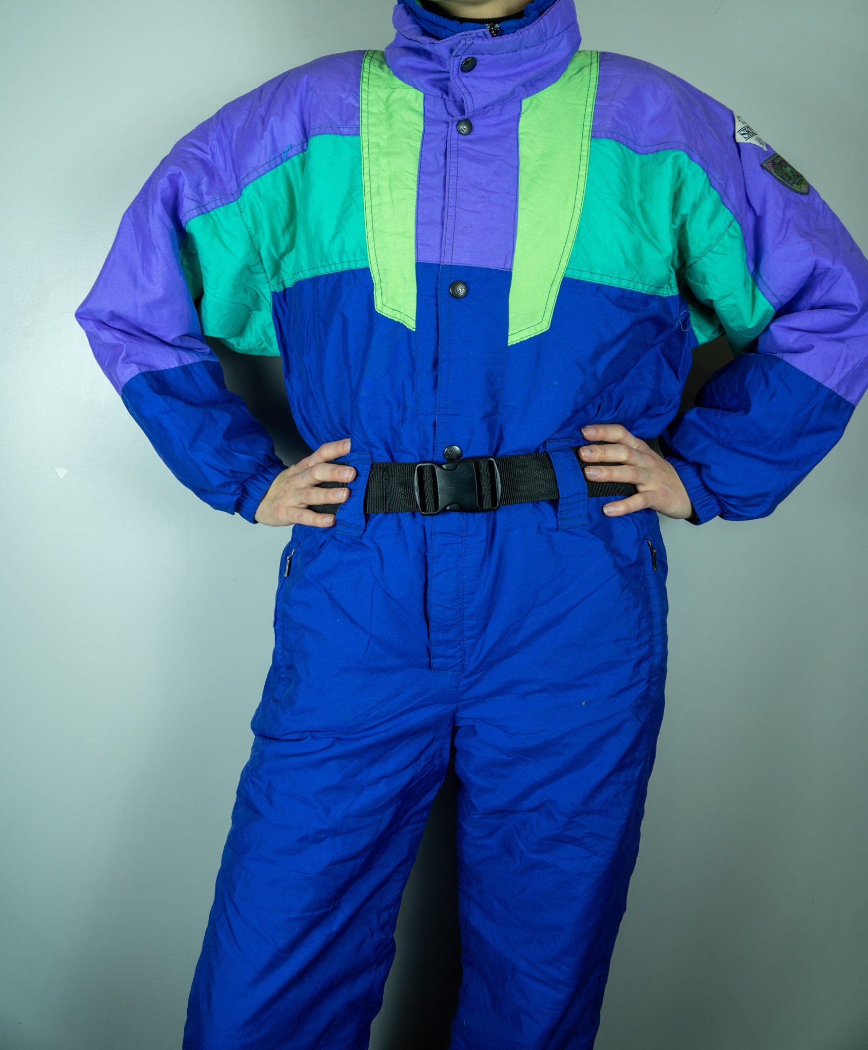Vintage Ski Suit by SKISS France Snowboarding Suit Color Block