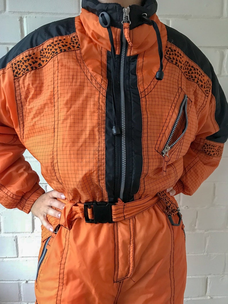 Vintage Ski Wear Orange Ski Suit Snowboarding Suit Etsy