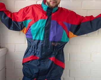 Vintage Unisex Windbreaker Raincoat | Vintage Track Top | Vintage Rain Coat | Old School Tracksuit |  Multicolor Tracksuit Jacket
