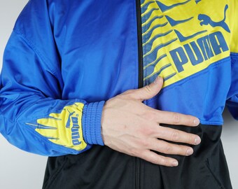 80s Vintage Puma Jacket Retro Puma Track Jacket Green Red
