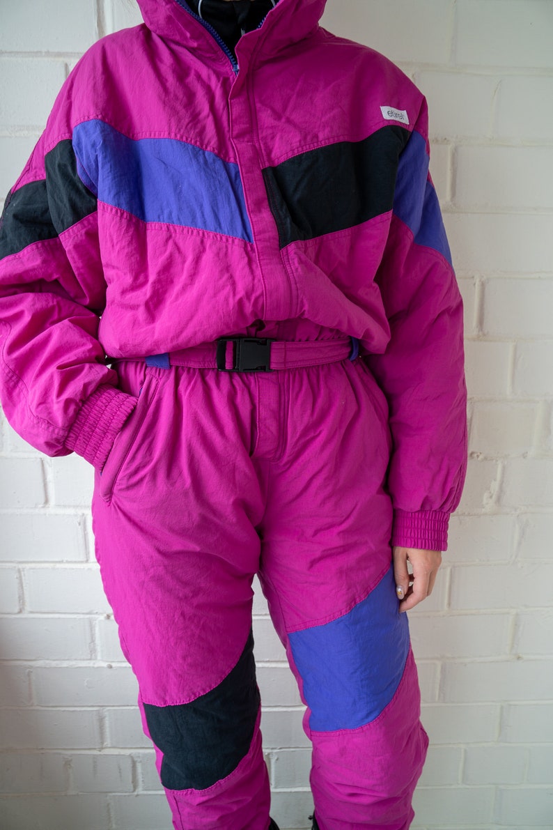 Vintage Ski Overall| Winter Skiing Suit One Piece Ski Suit Vintage ETIREL Ski Suit Snowboarding Suit Multi color Ski Suit