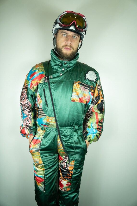 Vintage SNOW Machine Ski Suit Multi color Ski Suit