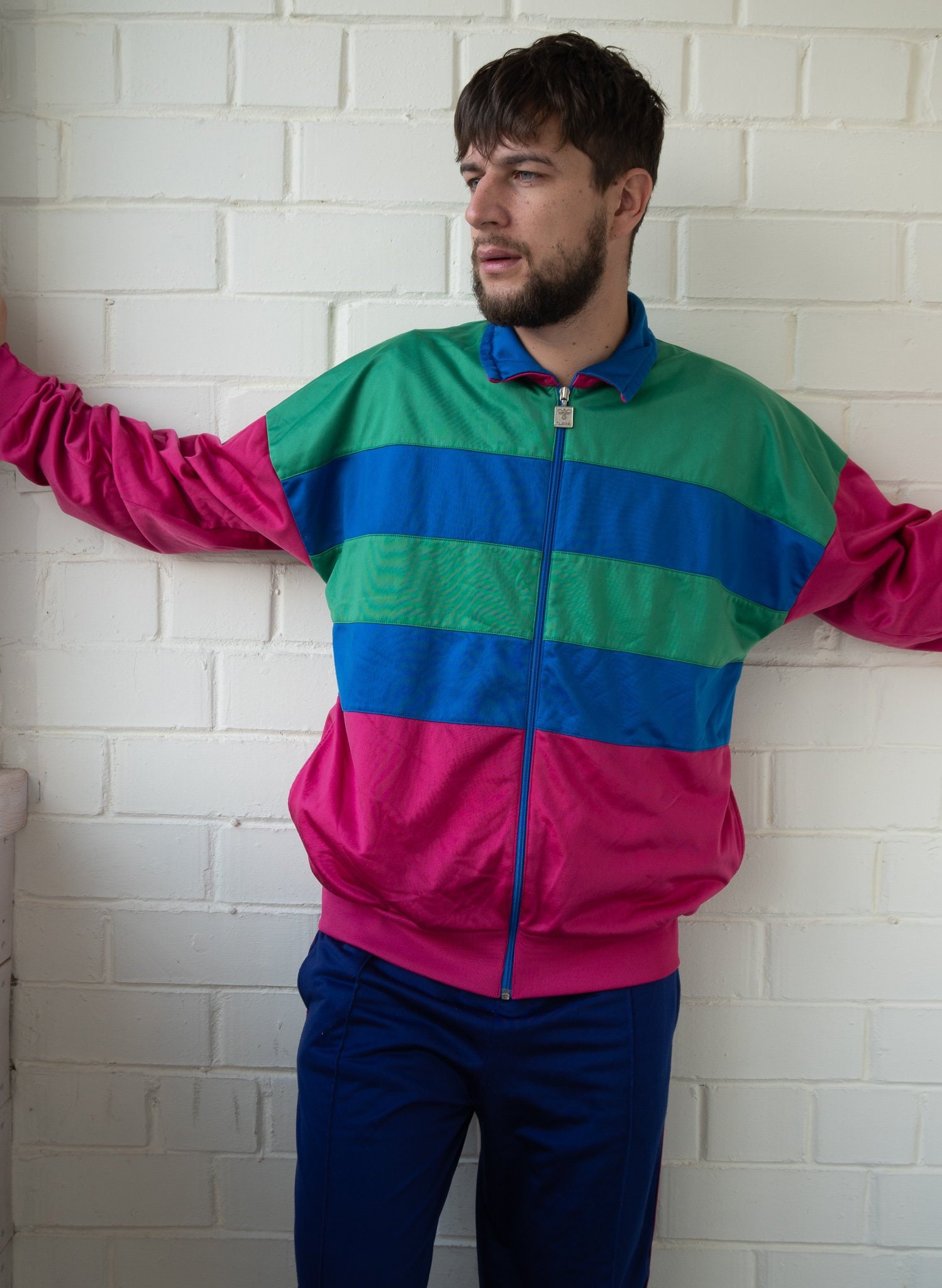 Vintage Hummel Tracksuit Vintage Track Top Vintage Tracksuit Old School Tracksuit Multicolor Tracksuit Jacket LARGE
