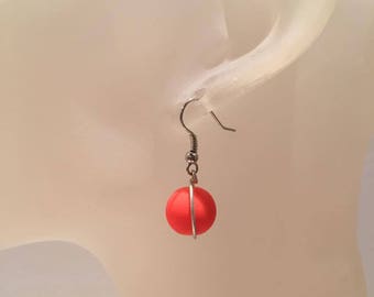Neon orange Pearl Earrings