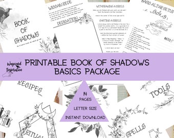 Printable Book of Shadows Basics Package | Grimoire Pages | Wiccan Rede | Witches Journal | Spell Template | BOS Cover Pages