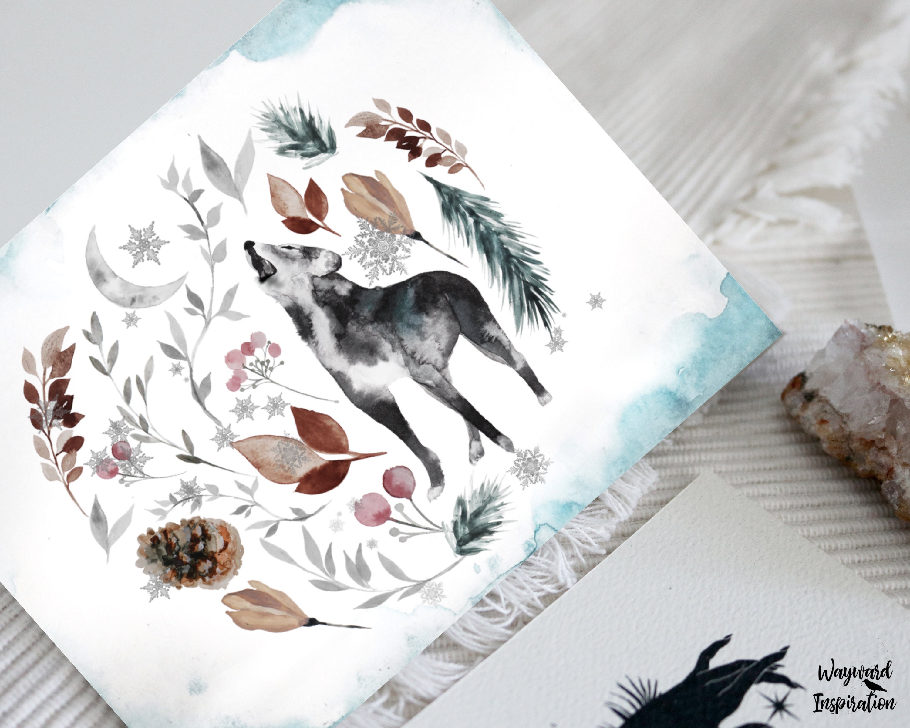 Woodland Holiday Cards Printable Cards Winter Solstice - Etsy