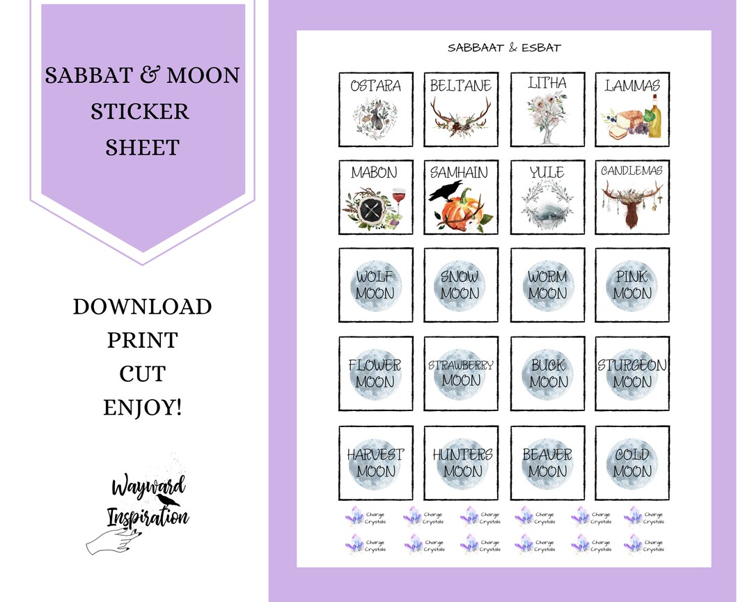 Planner Stickers | DIY Sticker Sheet | Printable Sabbat Stickers | Full ...