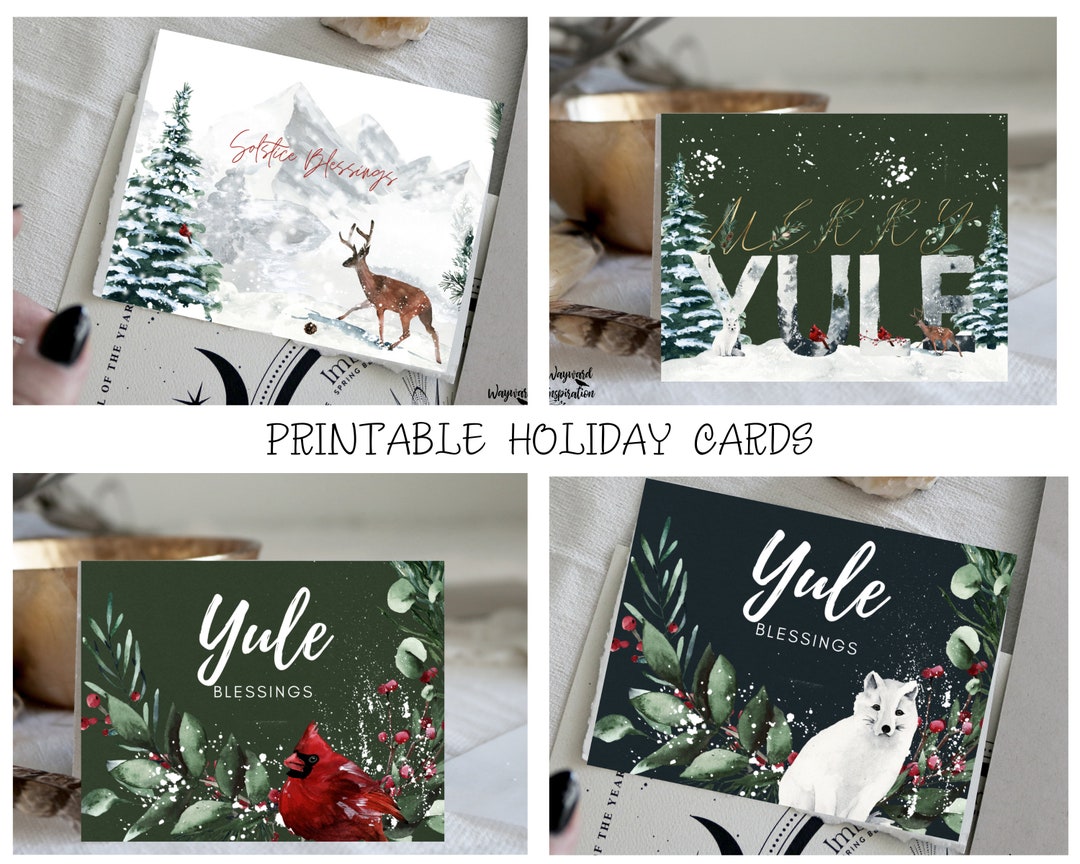 Yule Holiday Cards | Printable Holiday Cards | Solstice Blessings ...